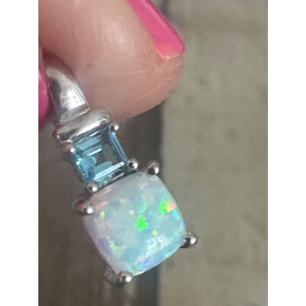 Alwand Vahan SS Opal+Blue Topaz Drop Pendant